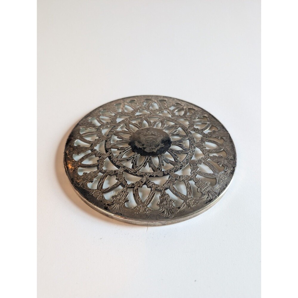 Leonard Silver Plated Insulated Trivet with USA Eagle Seal Engraving